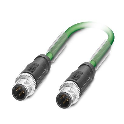 Phoenix Contact PROFINET Cordset; NBC-M12MSD/ 0.5-93B/M12MSD CMC; M12 to M12; CAT5; Male Straight to Male Straight; 4-Pin; 0.5m PVC Cable